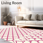 Crimson Lattice Diamond Repeating Rug