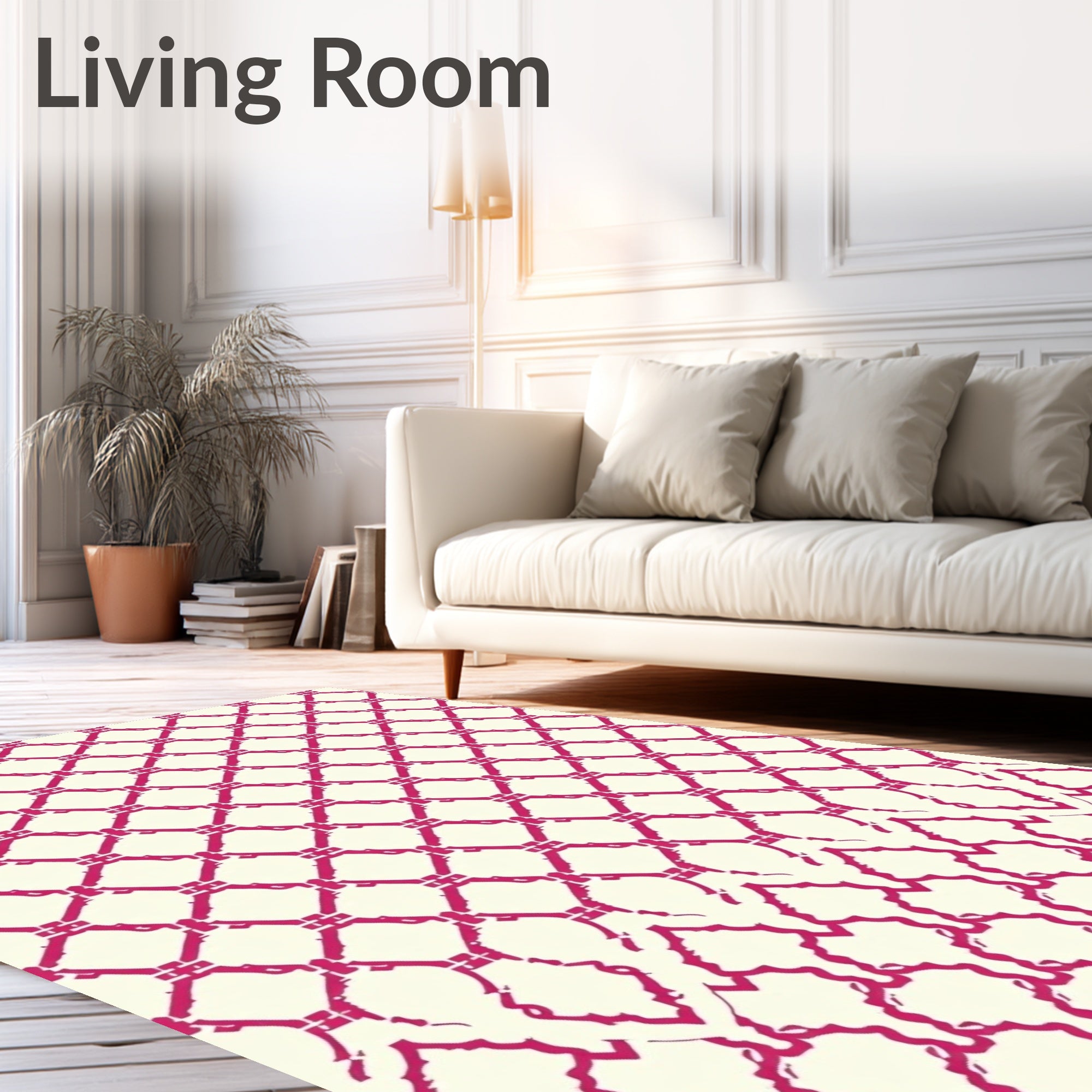 Crimson Lattice Diamond Repeating Rug