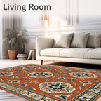 Terracotta Crimson Floral Medallion Rug
