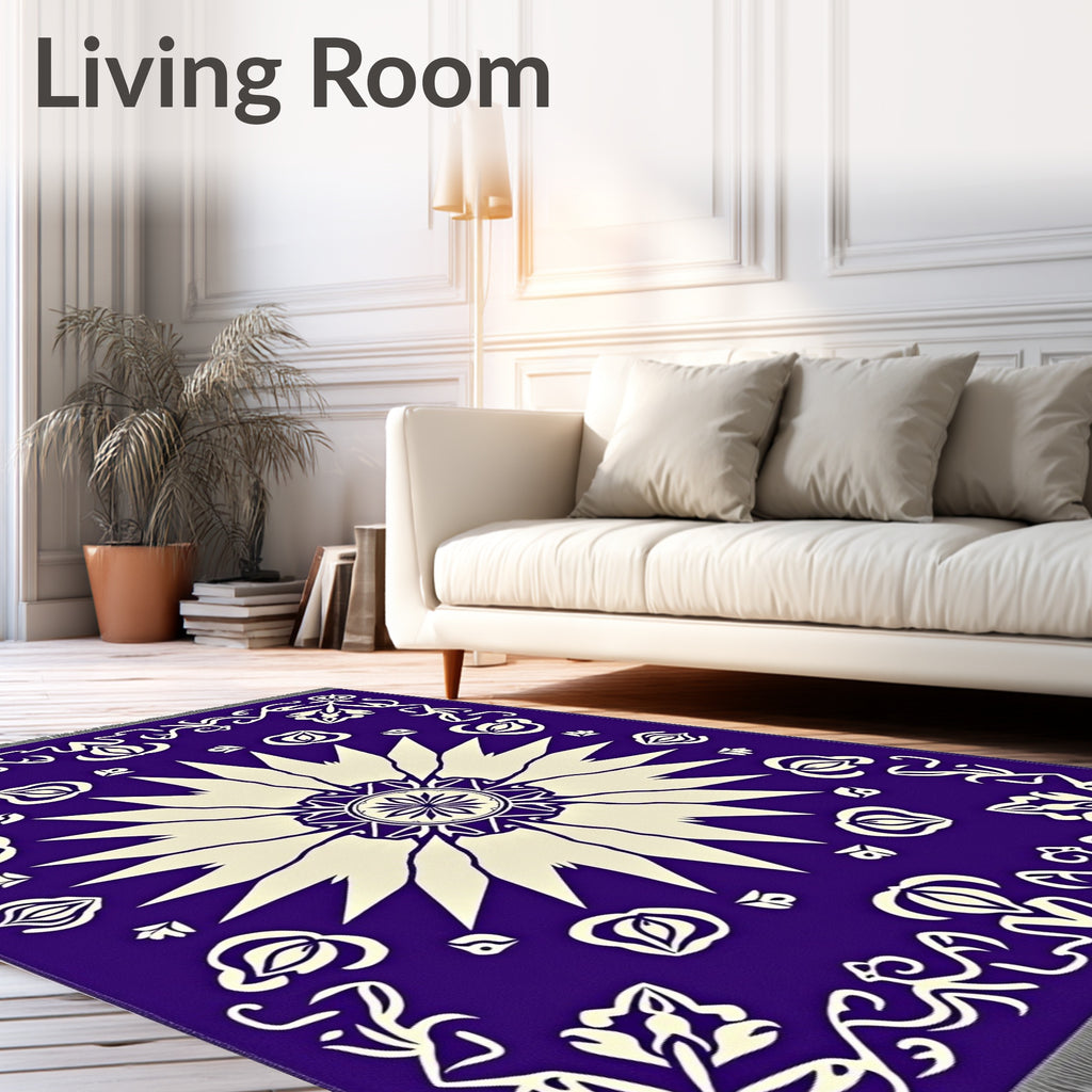 Vibrant Violet Floral Sunburst Rug