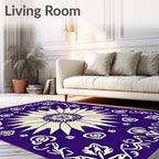 Vibrant Violet Floral Sunburst Rug