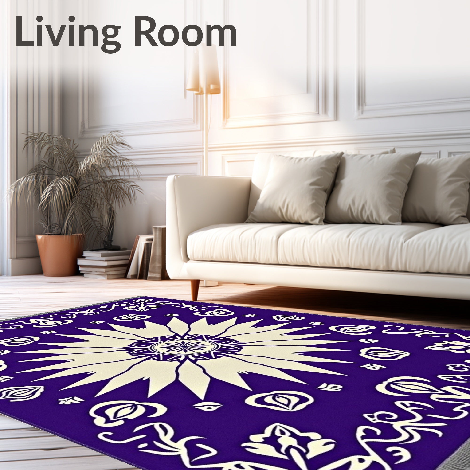 Vibrant Violet Floral Sunburst Rug
