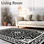 Black and White Intricate Mandala Rug
