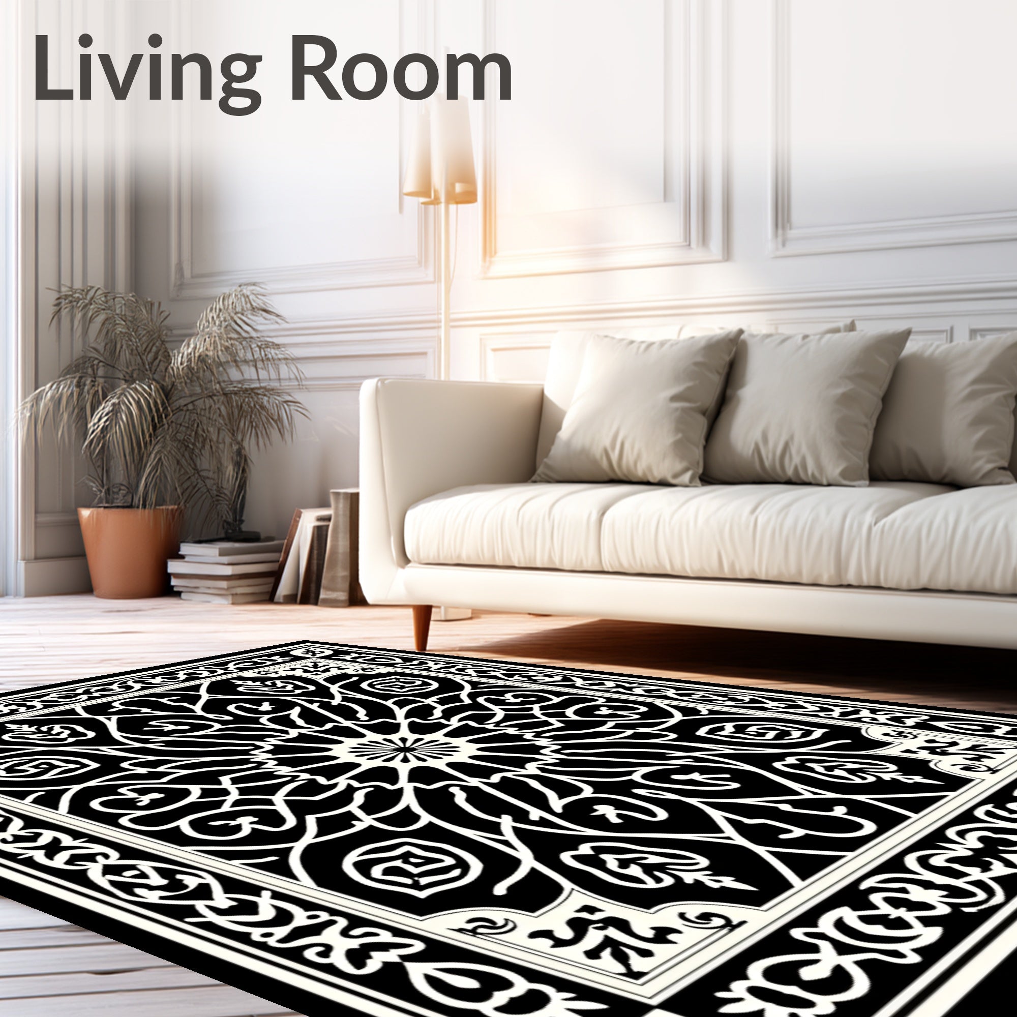 Black and White Intricate Mandala Rug