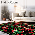 Cheerful Elves Holly Berry Garland Background Rug