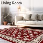 Timeless Burgundy Cream Damask Arrangement Rug