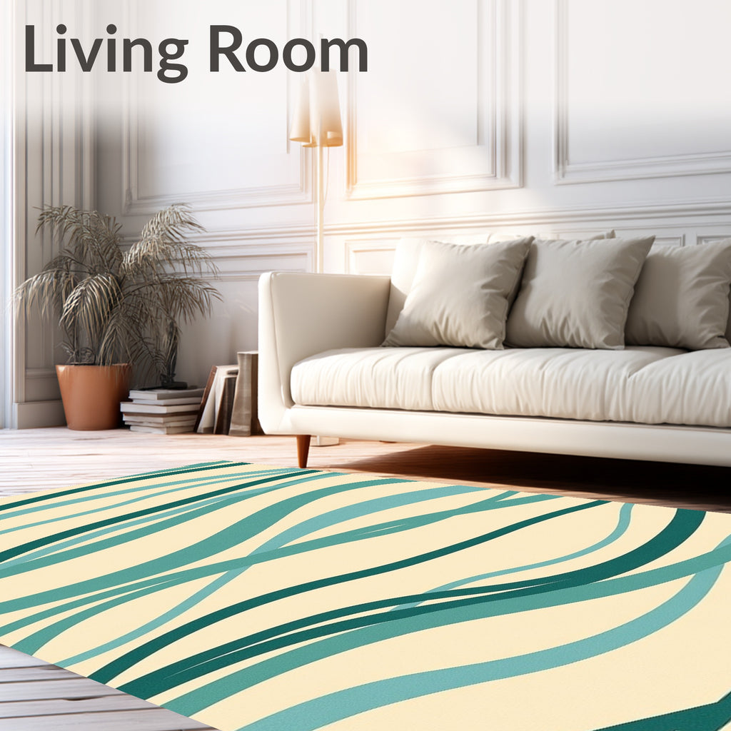 Cool Blue Wavy Stripe Rug