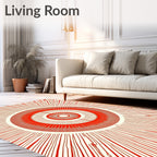 Crimson Burst Concentric Circles Rug