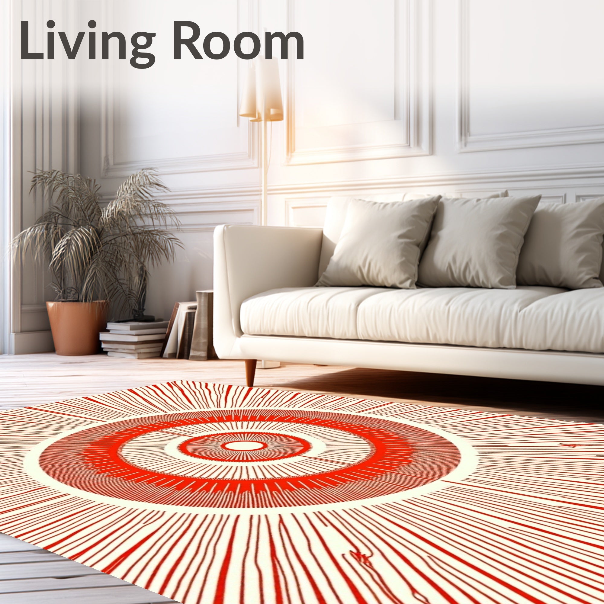 Crimson Burst Concentric Circles Rug