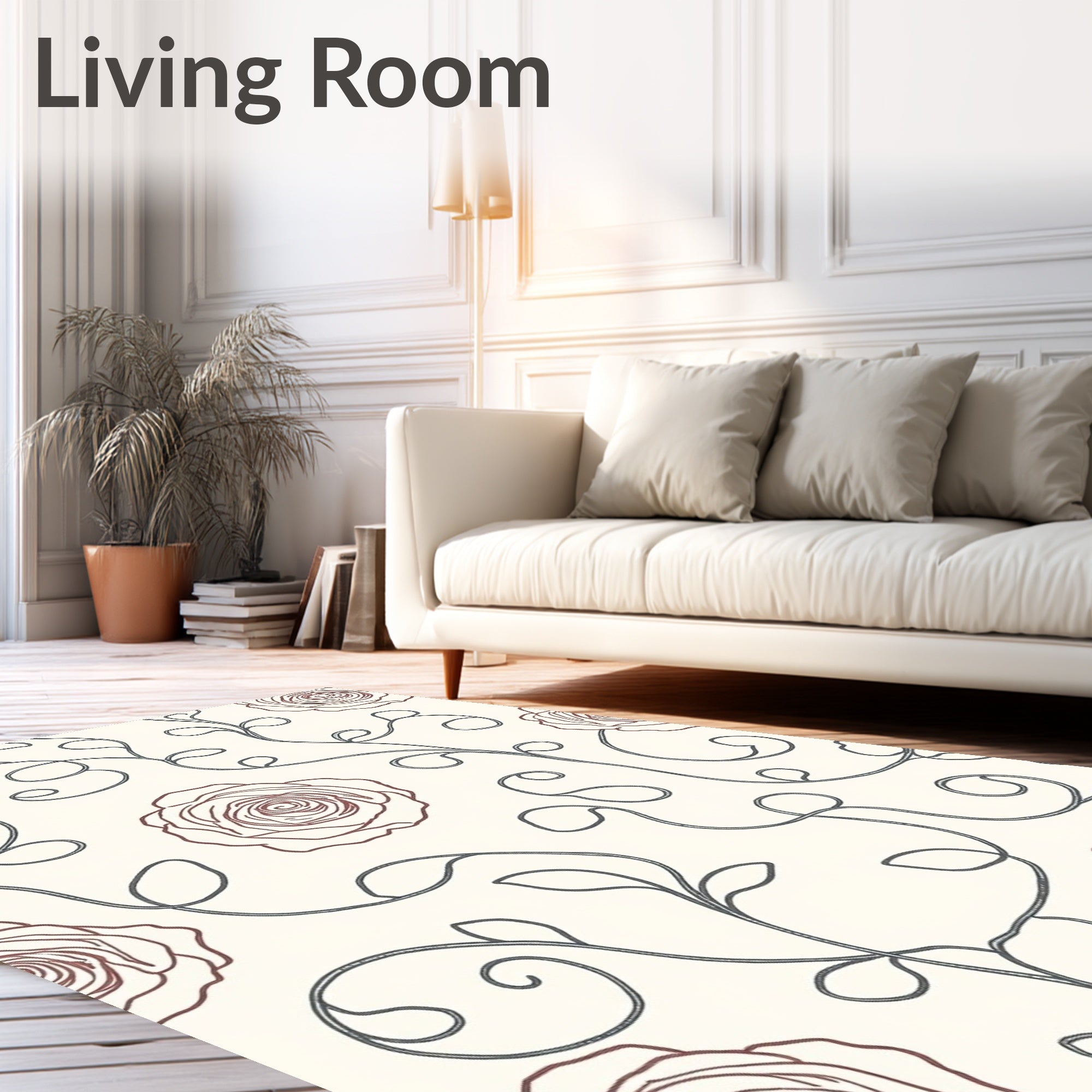 Crimson Rose Vine Twirl Rug