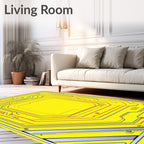 Yellow Circuit Board Lines Rug
