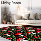 Enchanted Forest Red Mushroom Swirl Rug