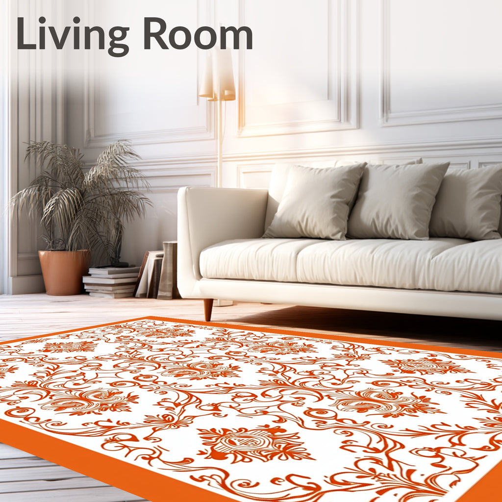 Crimson White Contemporary Flourish Swirl Rug