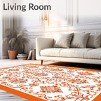 Crimson White Contemporary Flourish Swirl Rug