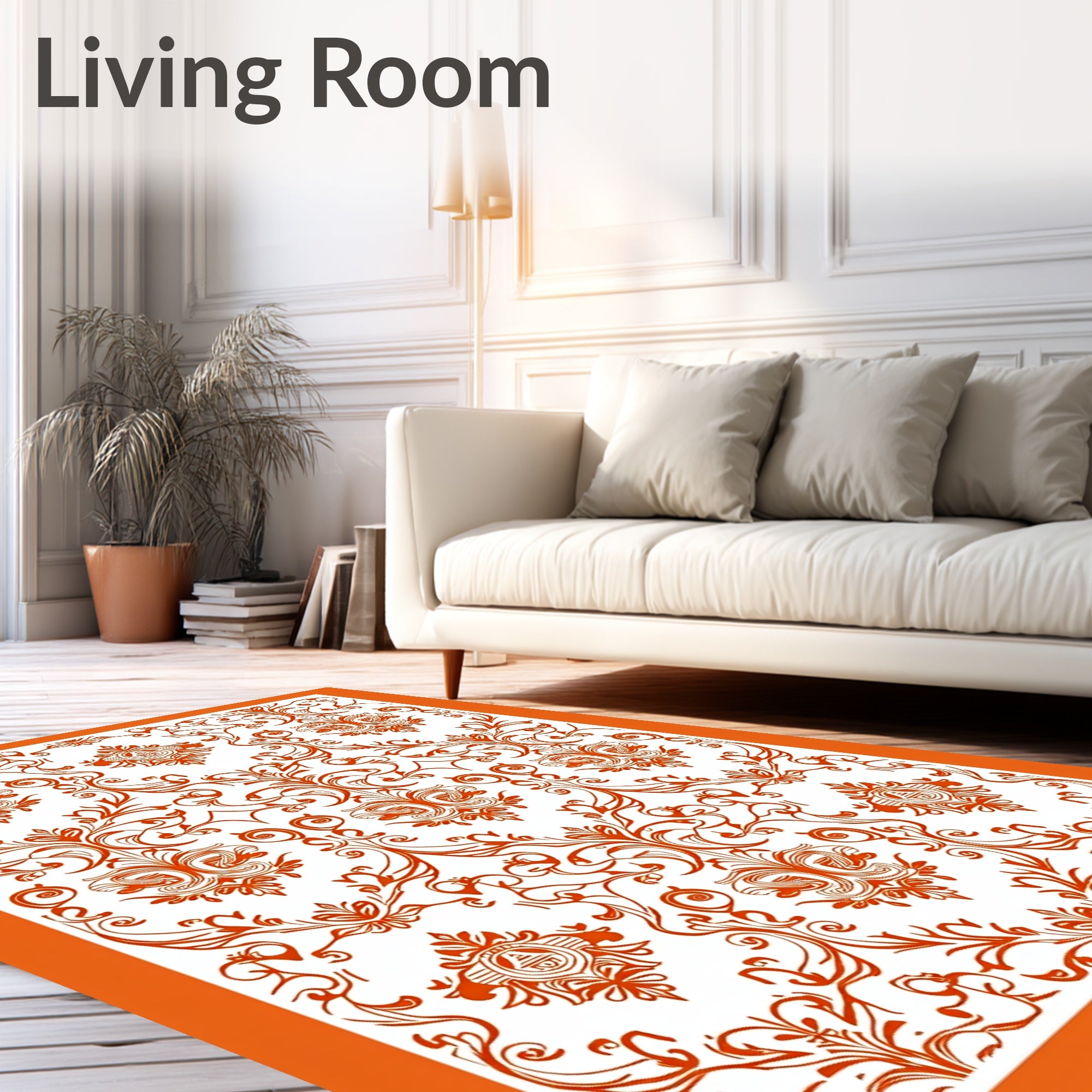 Crimson White Contemporary Flourish Swirl Rug