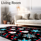 Happy Snowman Red Berry Snowflake Rug
