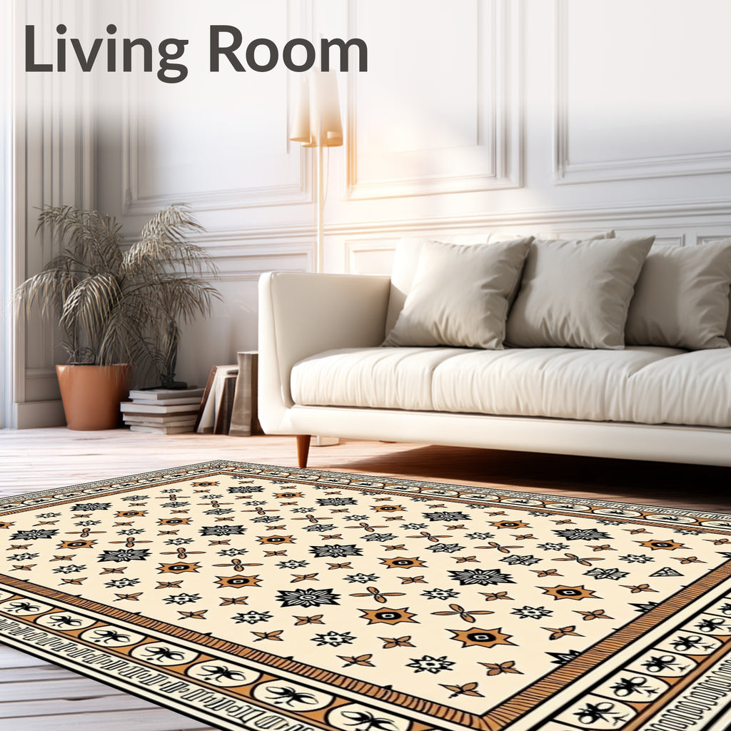 Geometric Starburst Medallion Ivory Rug