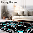 Midnight Cyan Snowflake Medallion Rug