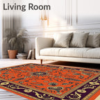 Vibrant Orange Central Sun Floral Rug