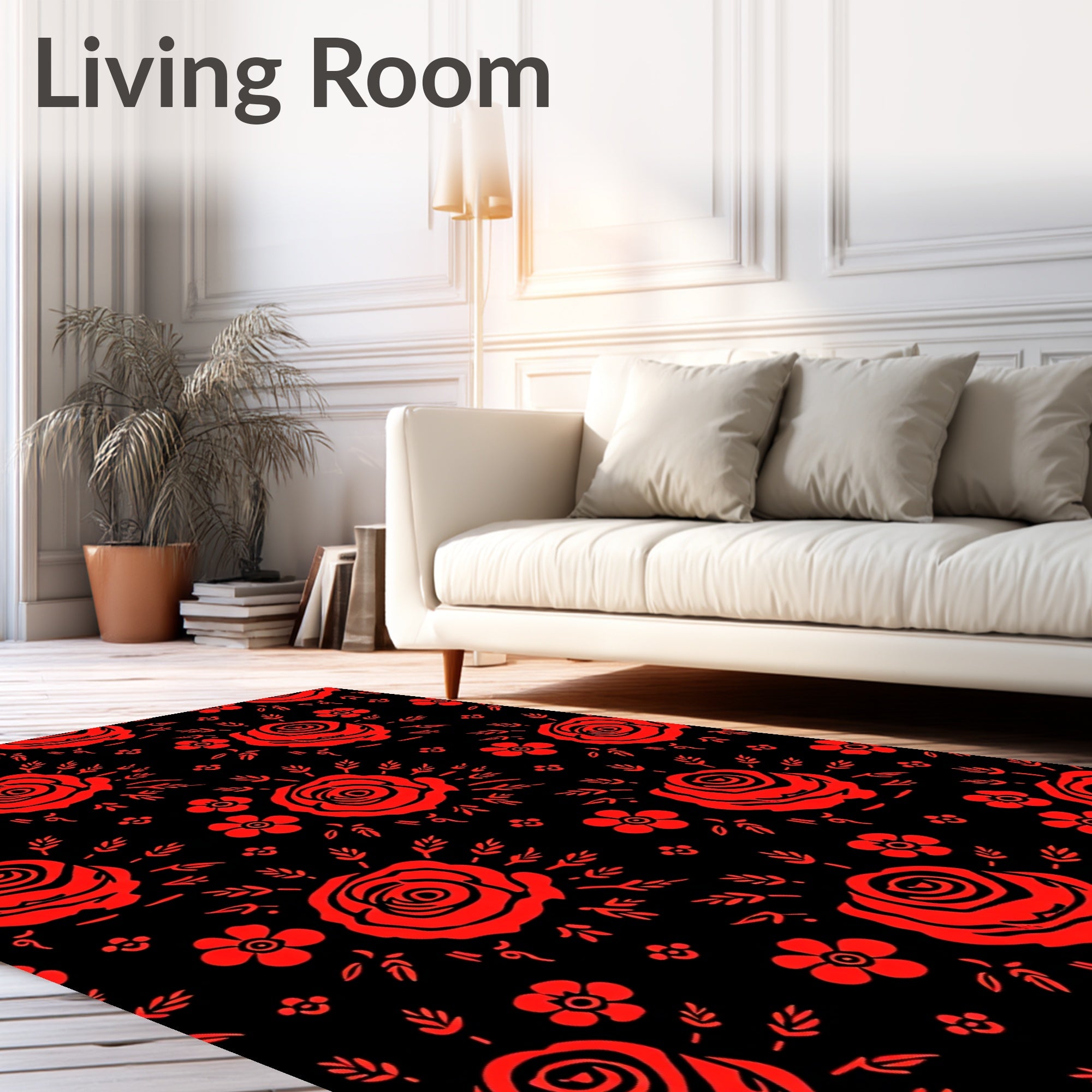Vibrant Red Rose Garden Repeat Rug