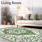 Verdant Bloom Bordered Central Crest Rug