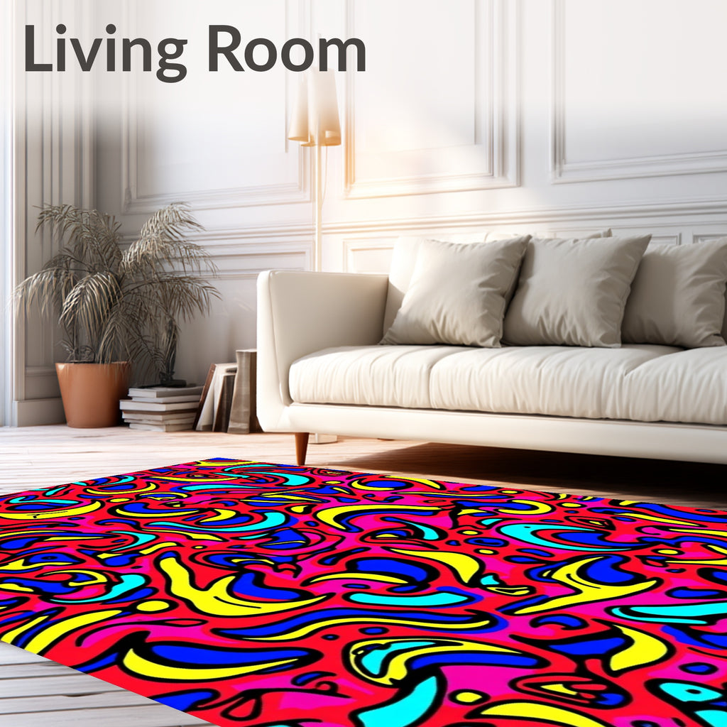Vibrant Pink Abstract Swirls Rug