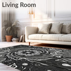 Monochromatic Swirl Floral Embrace Rug