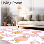 Pink Golden Baroque Oval Medallion Rug