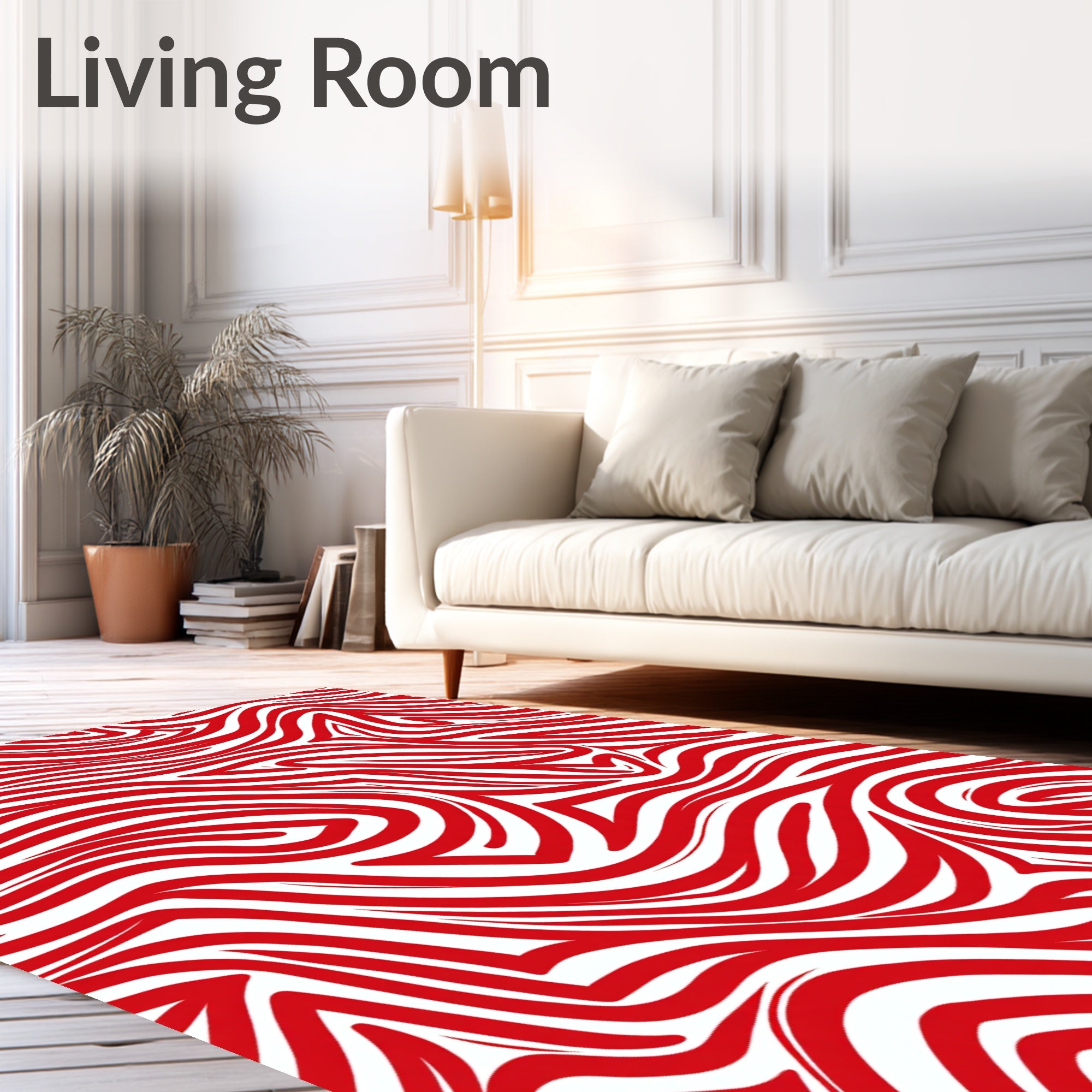 Bold Red Abstract Zebra Stripes Rug