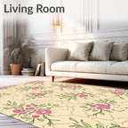 Vintage Pink Rose Botanical Swirls Rug