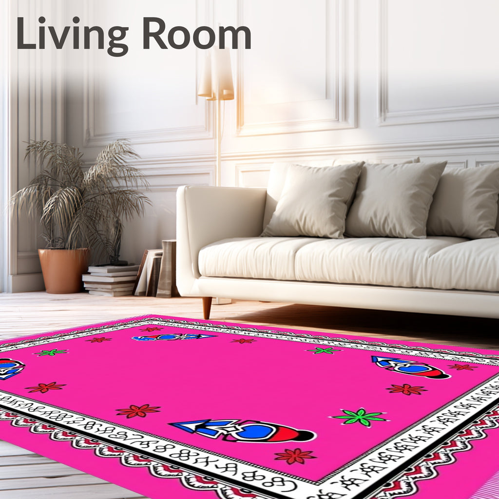 Funky Pink Lantern Flower Rug