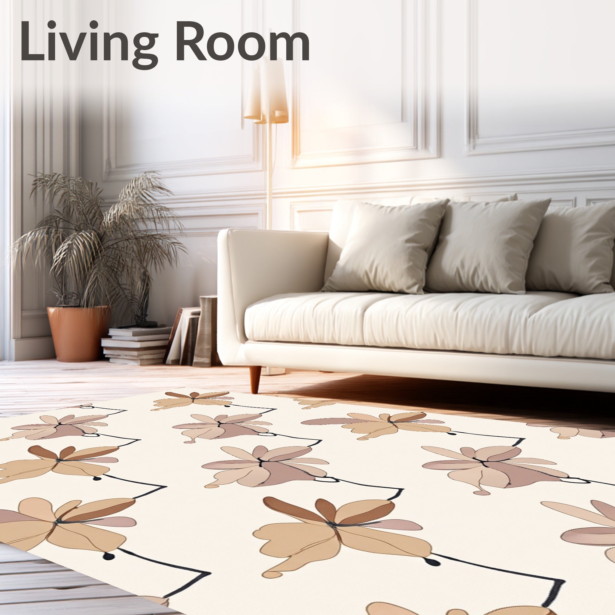 Earthy Tone Abstract Floral Bloom Rug