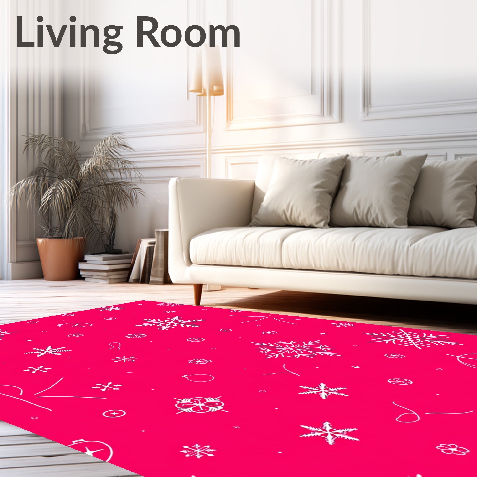 Vibrant Pink Snowflake Holiday Scatter Rug
