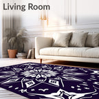Deep Indigo White Geometric Starburst Rug