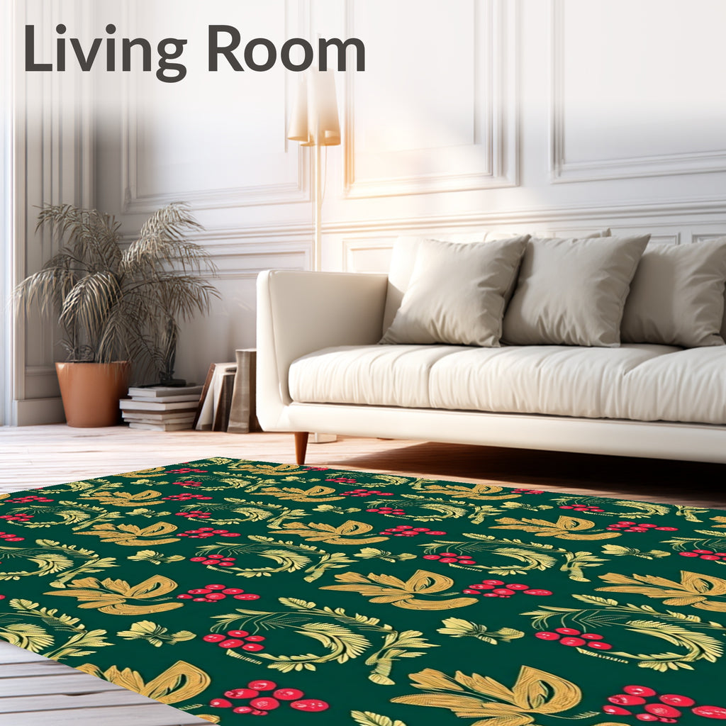 Ornate Gold Leaf Berry Garland Rug