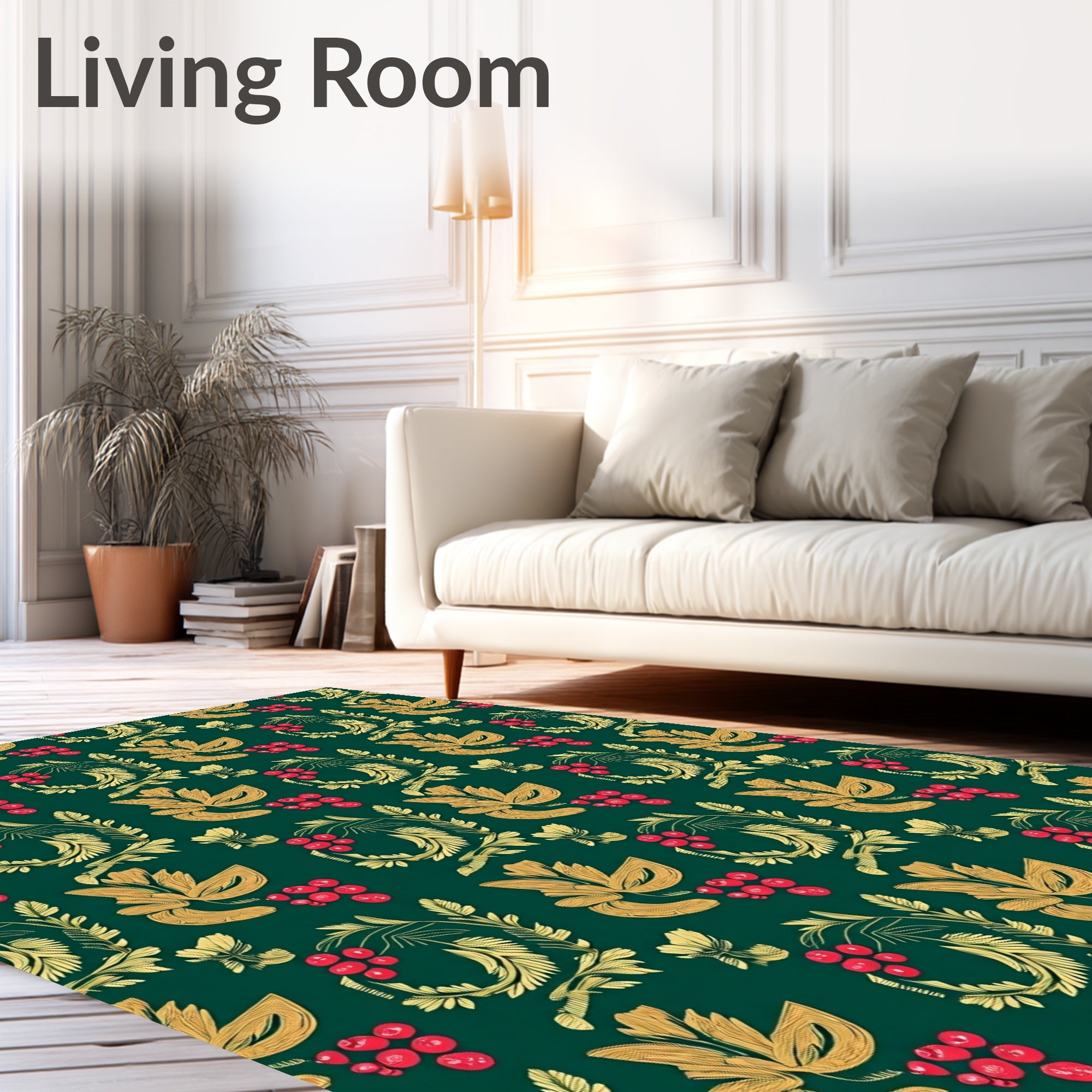 Ornate Gold Leaf Berry Garland Rug