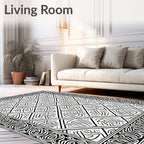 Monochromatic Interlocking Geometric Border Rug
