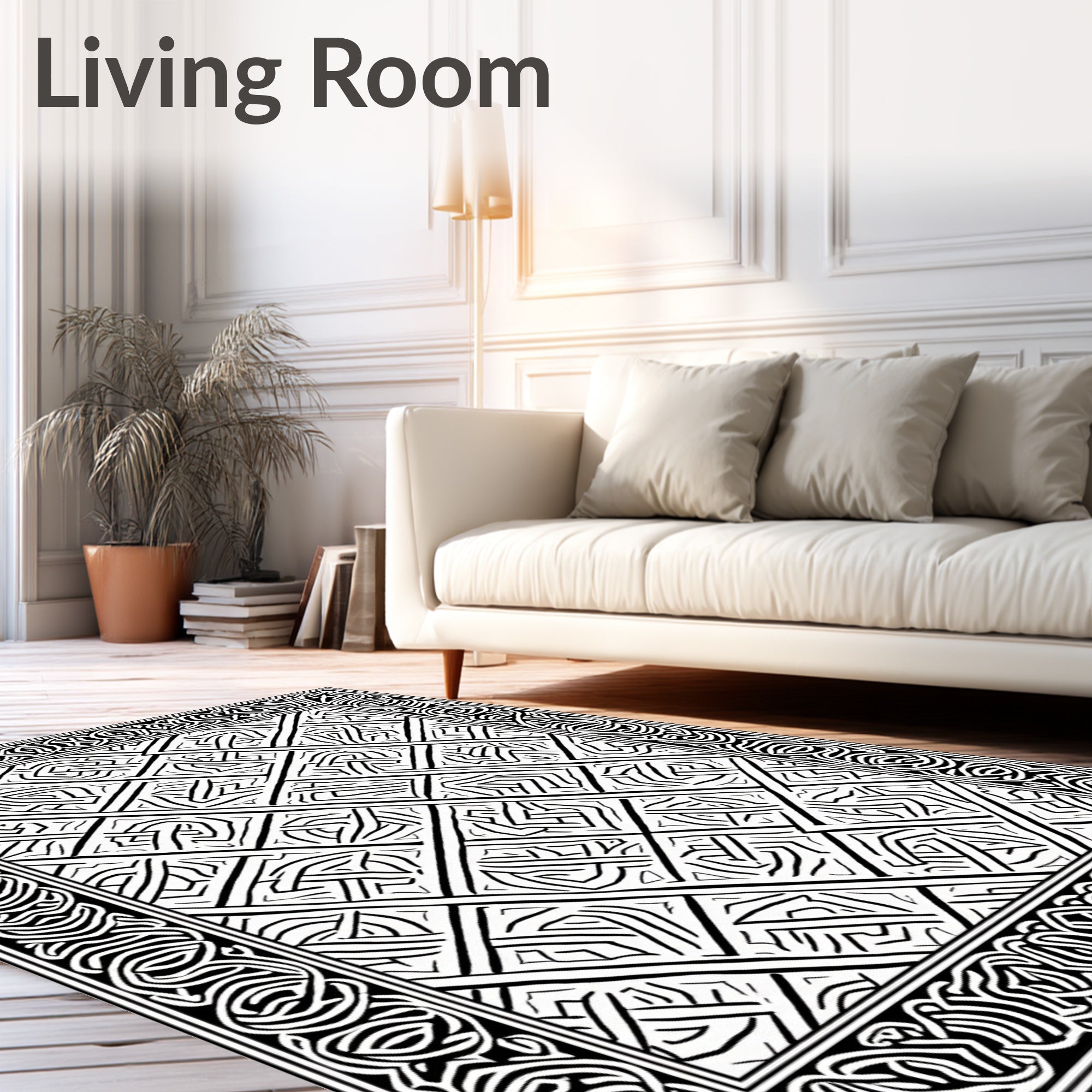 Monochromatic Interlocking Geometric Border Rug