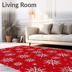 Vibrant Red Snowflake Collage Rug