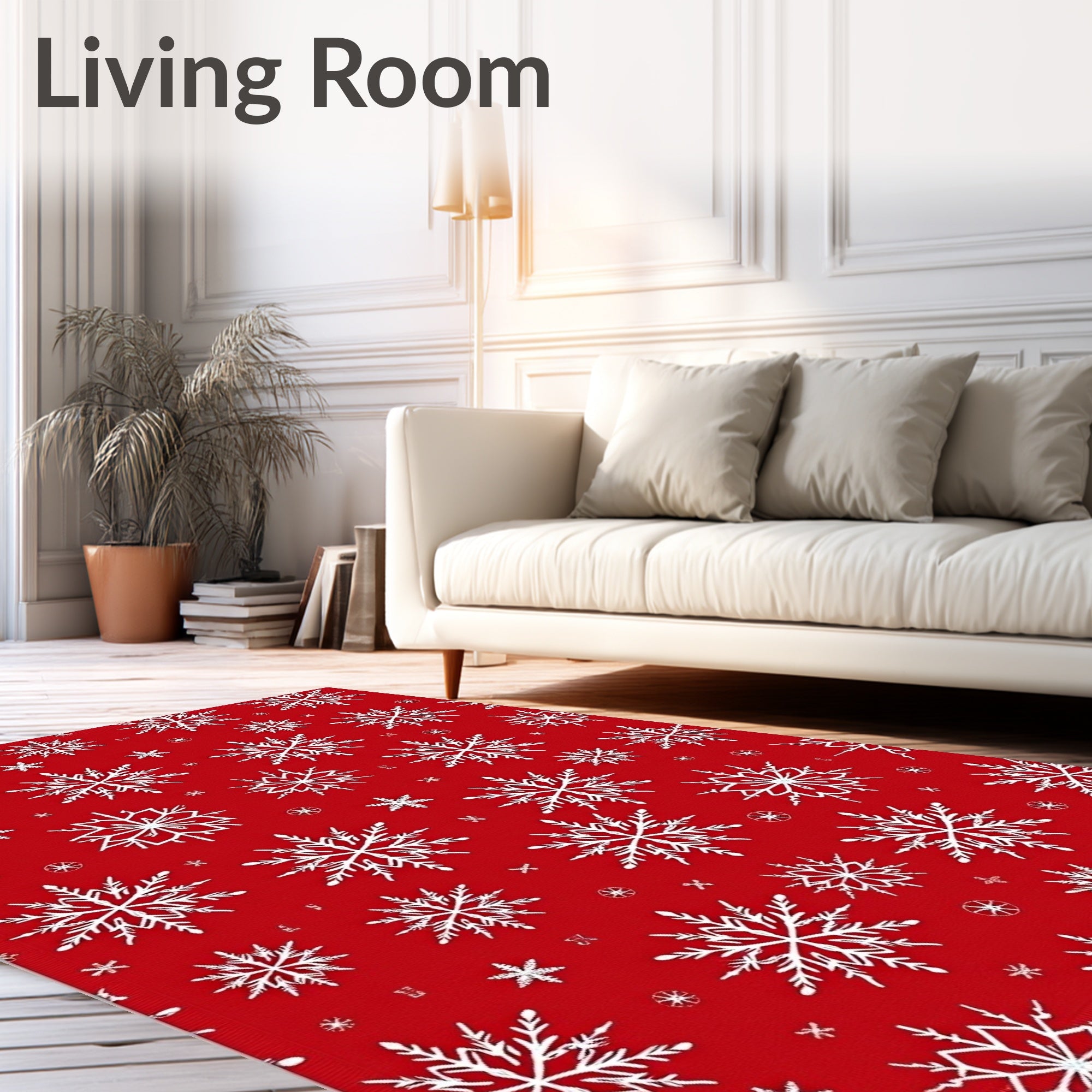 Vibrant Red Snowflake Collage Rug