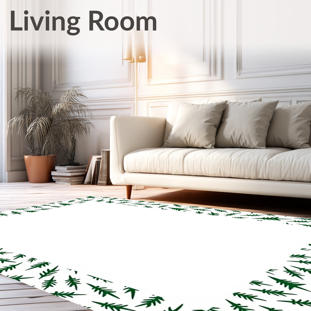 Dark Green Pine Trees Scattered Rug