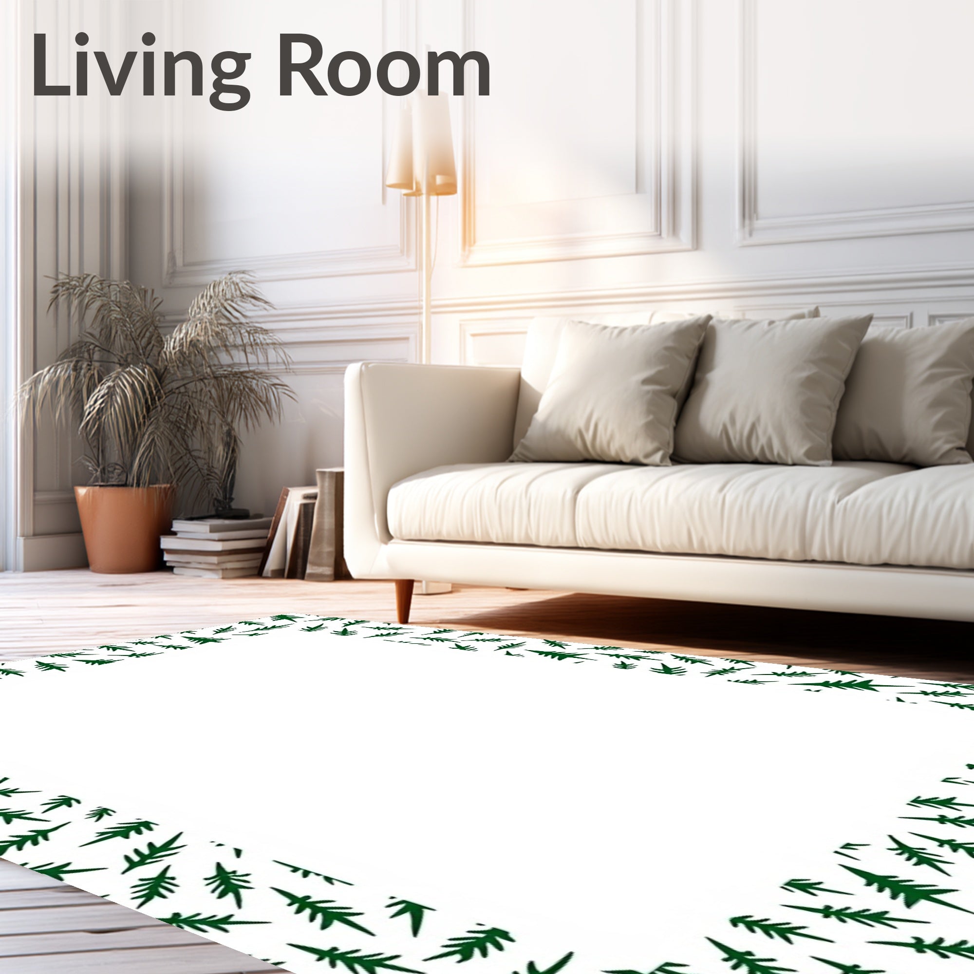 Dark Green Pine Trees Scattered Rug