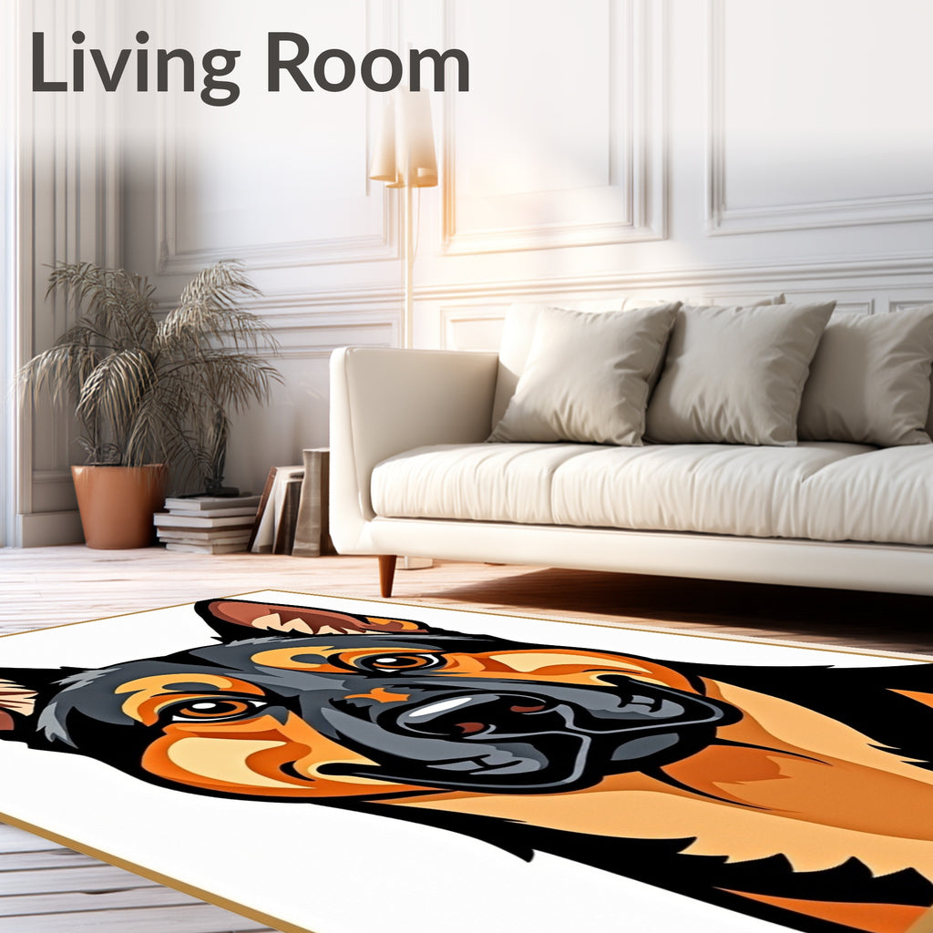 Bold Black Tan Dog Portrait Rug