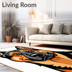 Bold Black Tan Dog Portrait Rug