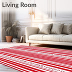Bold Red White Vertical Stripe Collection Rug