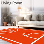 Modern Orange Basketball Court Rug