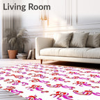 Ornate Red Pink Abstract Shape Rug