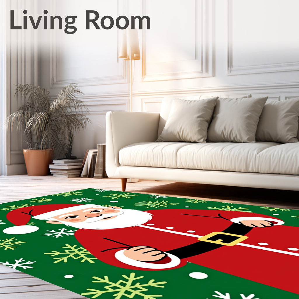 Jolly Santa Claus Snowflake Garland Rug