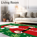 Jolly Santa Claus Snowflake Garland Rug
