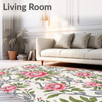 Victorian Pink Peony Floral Vine Rug